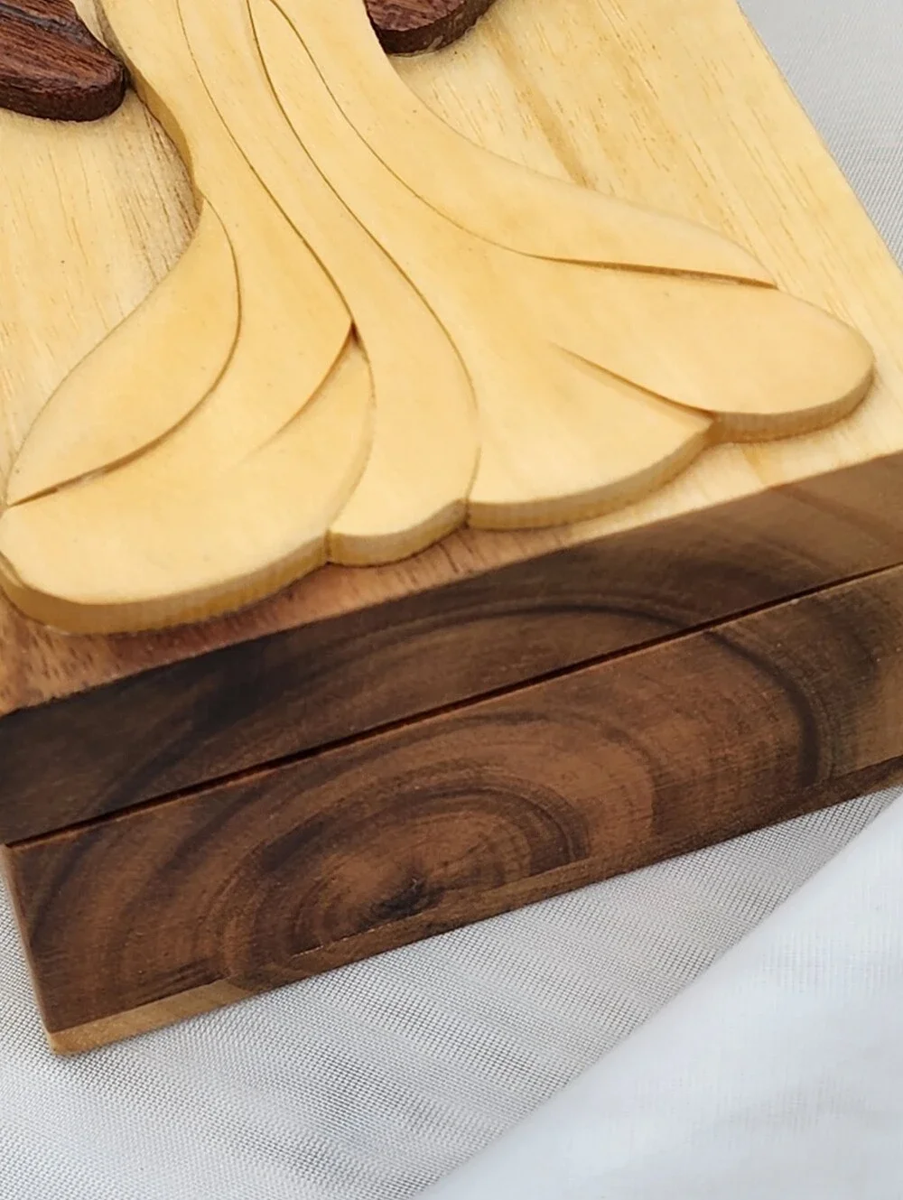 Carver Dan Angel Puzzle Box Hand Carved Wood Trinket Box 6.5